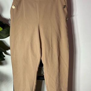 Zara Tan Elastic Waist Pants